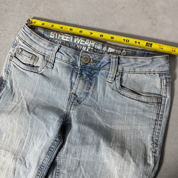 Street Wear Society Denim Bootcut Jeans Light Wash Y2K Faded - Size: 7 - Picture 3 of 12